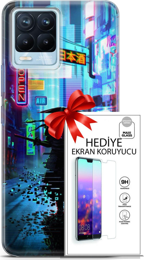 Realme 8 Pro Kılıf Orijinal Seri Cyberpunk 29 Open Leke Tutmaz Kapak + Ekran Koruyucu