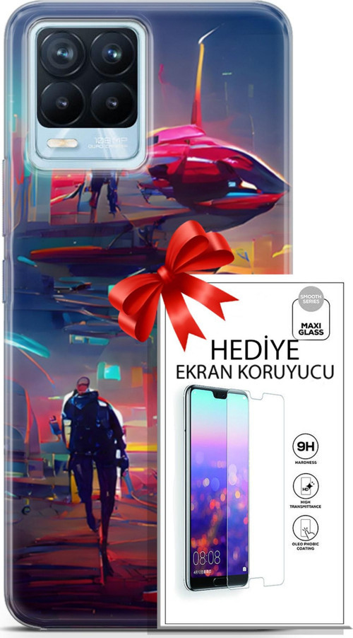Realme 8 Pro Kılıf Orijinal Seri Cyberpunk 12 Mars Tasarım Kılıf + Ekran Koruyucu