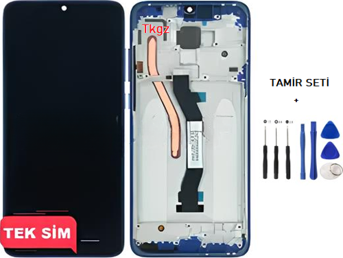 Xiaomi Redmi NOTE 8 PRO Uyumlu Lcd Ekran Dokunmatik SERVİS Orijinali ÇITALI MAVİ + TAMİR SETİ