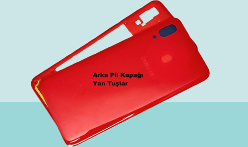 Samsung Galaxy A20 A 205 Uyumlu FULL KASA Arka Kapak Batarya Kapağı - KIRMIZI