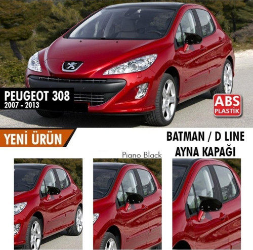 Peugeot 308 Uyumlu (2007-2013) Batman Yarasa Ayna Kapağı (Piano Black)