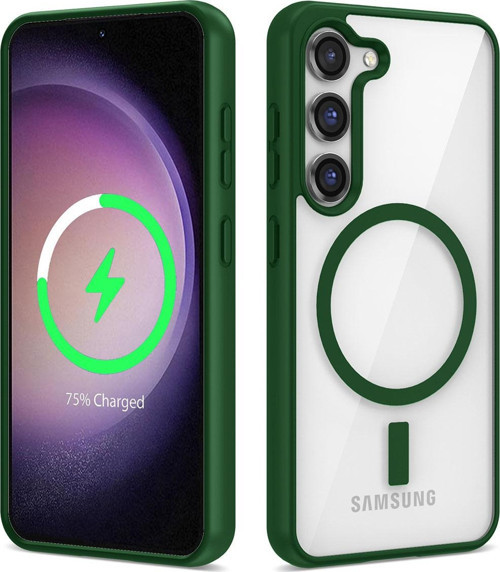 Galaxy S23 Kılıf Magsafe Wireless Şarj Özellikli Silikon Ege Kapak - Yeşil