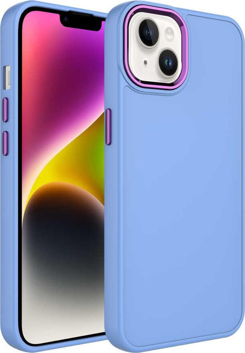 iPhone 14 Plus Metal Buton Tasarımlı Splendid Kılıf - Lila