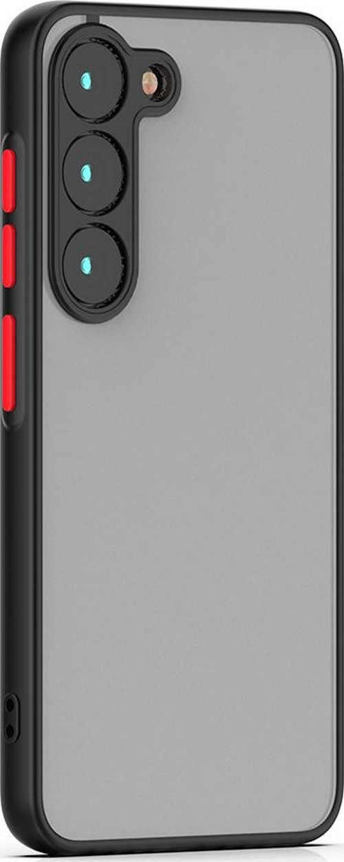 Galaxy S23 Plus Kılıf Arkası Mat-Şeffaf Kenarları Renkli Silikon Kapak- Hux - Siyah