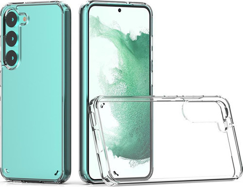 Galaxy S23 Plus Kılıf Arkası Sert Şeffaf Kenarları Silikon Darbeye Dayanıklı Silikon Kapak- Coss - Renksiz