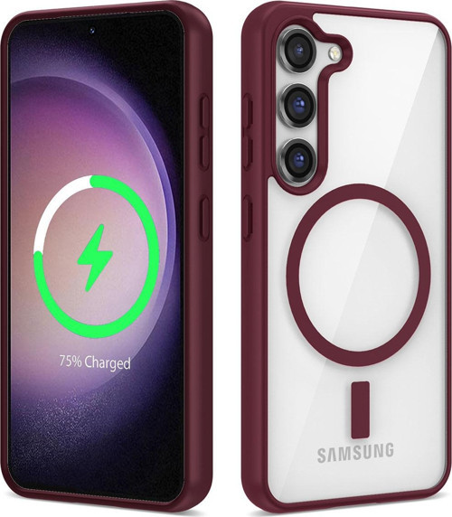 Galaxy S23 Plus Kılıf Magsafe Wireless Şarj Özellikli Silikon Ege Kapak - Koyu Kırmızı