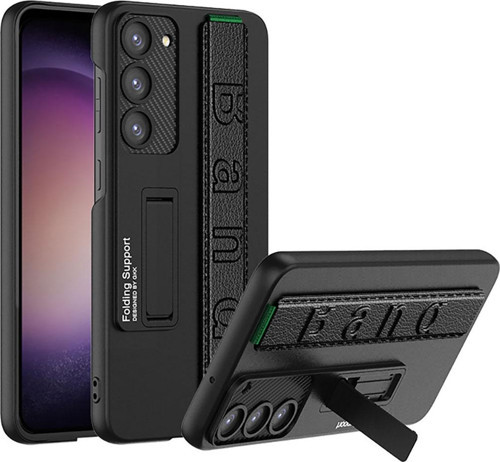 Galaxy S23 Plus Kılıf Standlı El Tutacaklı Band Kapak - Siyah