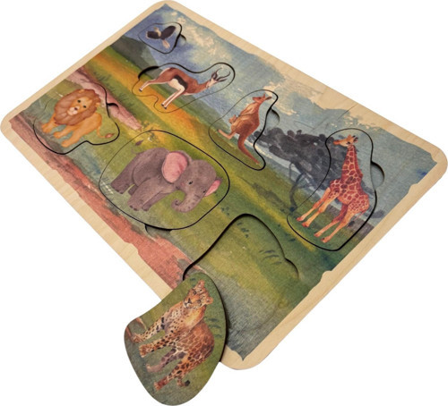 Vahşi Doğa, Ahşap Çocuk Puzzle, Yapboz, Renkli Safari Yapboz, Ahşap Puzzle, 7 Parça