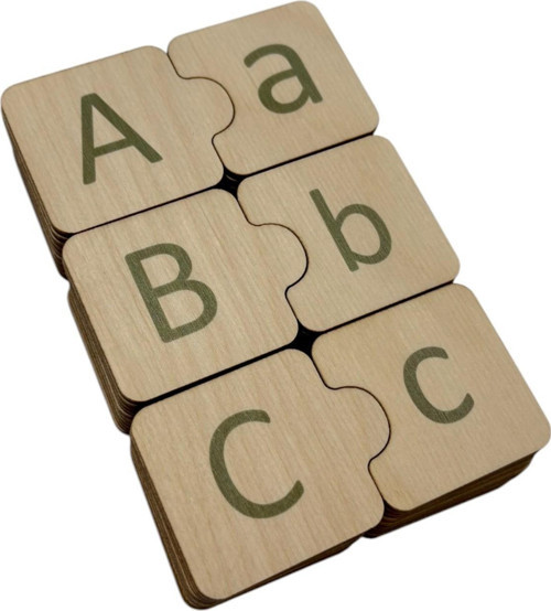 Türkçe Alfabe Eşleme, 29 Harf, Yeşil, Ahşap Alfabe Puzzle, Montessori Büyük Küçük Harf Bulmaca Oyunu