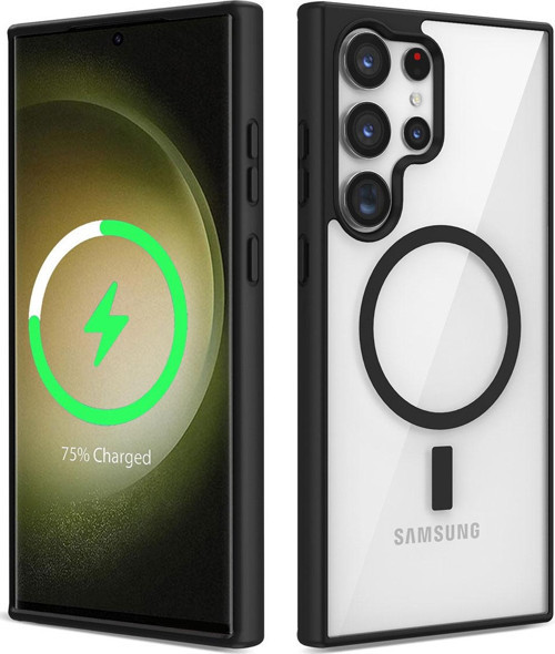 Galaxy S23 Ultra Kılıf Magsafe Wireless Şarj Özellikli Silikon Ege Kapak - Siyah