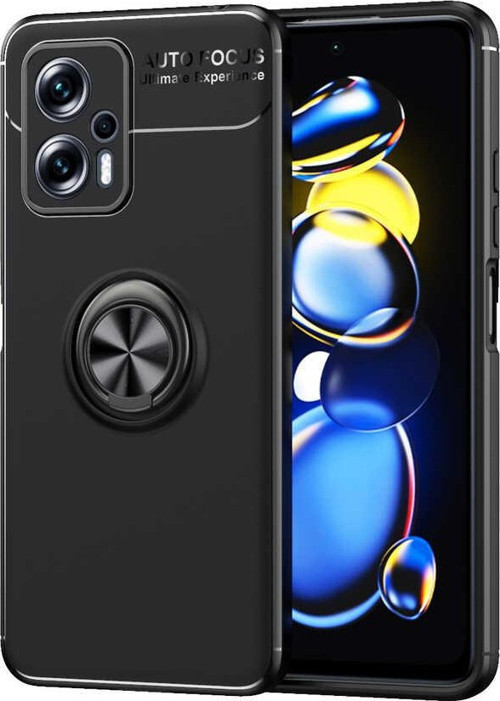 Xiaomi Redmi Note 12 Pro 5G Kılıf Yüzüklü Stand Olabilen Silikon Kılıf- Ravel - Siyah