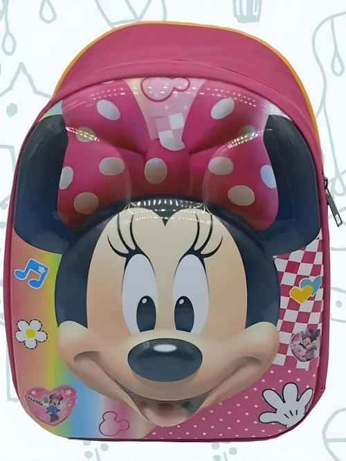 Kız Çocuk Anaokulu 5D Kabartmalı Minnie Mouse Karakterli 3-6 Yaş Okul Sırt Çantası