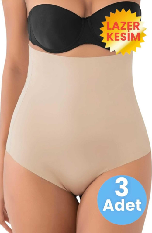Kadın Lazer Kesim İnceltici Ve Toparlayıcı Yüksel Bel String Korse 3'Lü Set