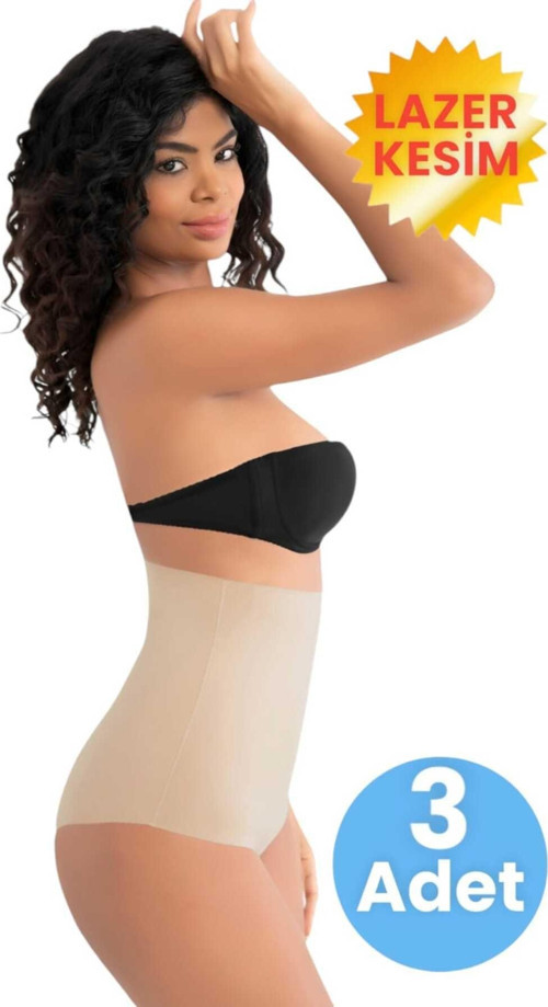 Kadın Lazer Kesim İnceltici Ve Toparlayıcı Yüksek Bel Slip Korse 3'Lü Set