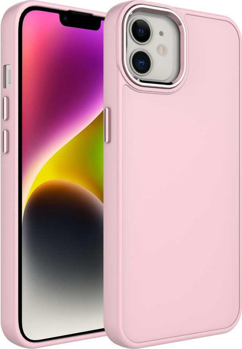 Apple iPhone 12 Kılıf Metal Çerçeve ve Buton Tasarımlı Silikon Luna Kapak