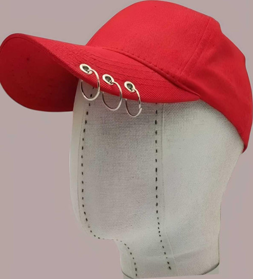 Unisex Arkadan Ayarlanabilir 3 Halka Piercing Şapka Beyzbol Kep Şapka