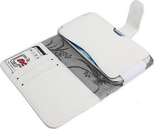Optimus P760 L9 ile Uyumlu Yan Kapaklı Cüzdanlı Kart Bölmeli Deri Kılıf Beyaz Renk