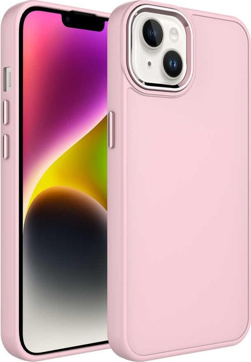 Apple iPhone 14 Plus Kılıf Metal Çerçeve ve Buton Tasarımlı Silikon Luna Kapak