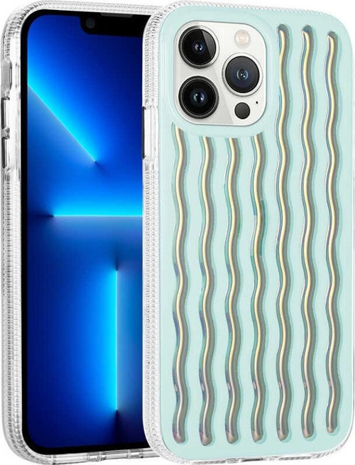 Apple iPhone 14 Pro Kılıf Kabartmalı Dalga Tasarımlı Silikon İsmira Kapak