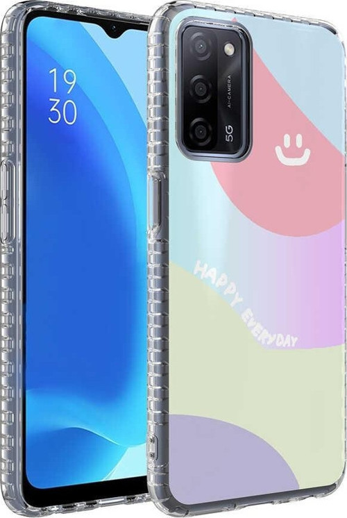 Oppo A54 4G Kılıf Airbag Kenarlı Renkli Desenli Silikon Elegans Kapak