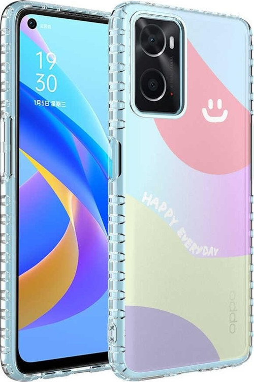 Oppo A96 4G Kılıf Airbag Kenarlı Renkli Desenli Silikon Elegans Kapak
