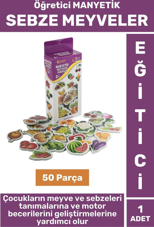 Premium Eğitici Görsel Algı El-Göz Koordinasyon Meyve Sebze Öğrenim 30 Parça MANYETİK MEYVE SEBZELER