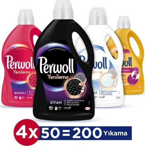 Hassas Bakım Sıvı Çamaşır Deterjanı 4 X 3L(200 Yıkama)Siyah Renkli Bakım Onarım Beyaz