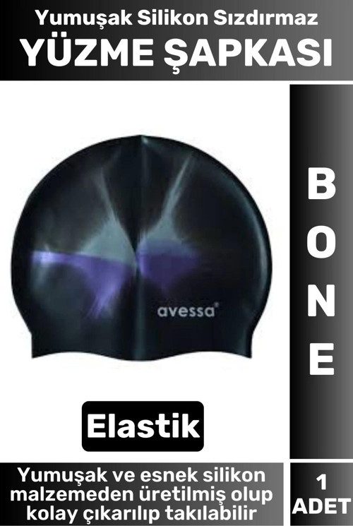 Premium Seri Su Geçirmez Elastik Yumuşak Yüzücü Havuz Deniz Yüzme Şapkası Silikon Bone 1 Adet