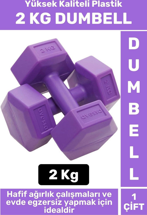 Premium Yüksek Kaliteli Plastik Egzersiz Pilates Isınma Ev Hafif Ağırlık Antrenman 2 x 2 KG Dambıl