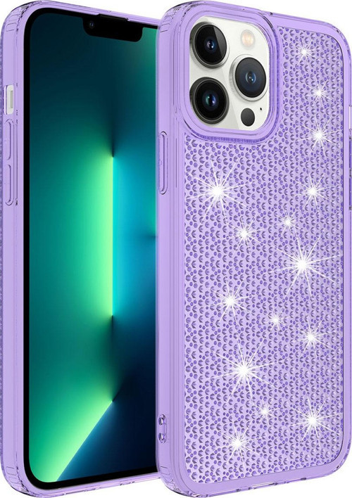 Apple iPhone 13 Pro Max Kılıf Airbagli Parlak Tasarımlı Snow Kapak - Mor