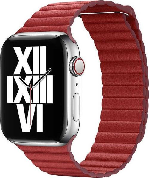Apple Watch 38mm Strap--09 Deri Lop Kordon - Kırmızı