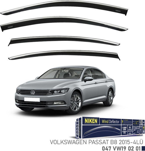 Niken Volkswagen Uyumlu Passat B8 -2015 Kromlu Cam Rüzgarlığı 4Lü Parça