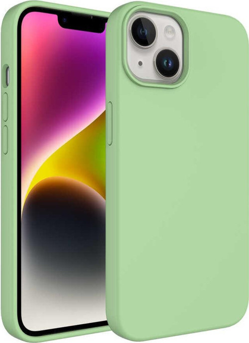 Apple iPhone 14 Kılıf Sıvı Teknolojili Silinebilir Sert Kivi Kapak - Açık Yeşil