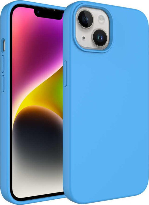 Apple iPhone 14 Kılıf Sıvı Teknolojili Silinebilir Sert Kivi Kapak - Mavi