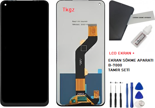 - Tecno Camon 16 Uyumlu Lcd Ekran Dokunmatik Orijinal + B-7000 + TAMİR SETİ