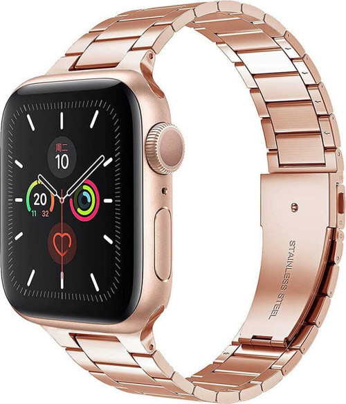 Apple Watch 42mm 159,9 Ultra Thin Steel Belt Three Beads Metal Kordon - Altın