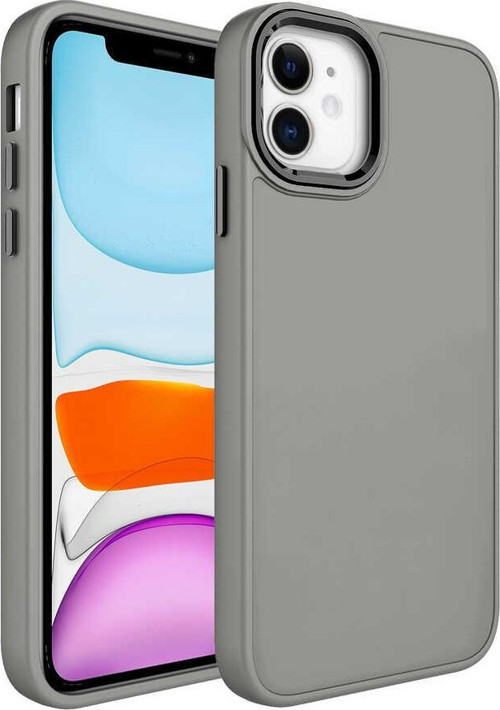 iPhone 11 Metal Buton Tasarımlı Splendid Kılıf - Gri