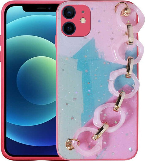iPhone 11 Simli El Askılı Silikon Kılıf - Koyu Pembe