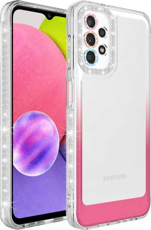 Samsung A52 Kılıf Simli ve Renk Geçiş Tasarımlı Lens Korumalı Park Kapak