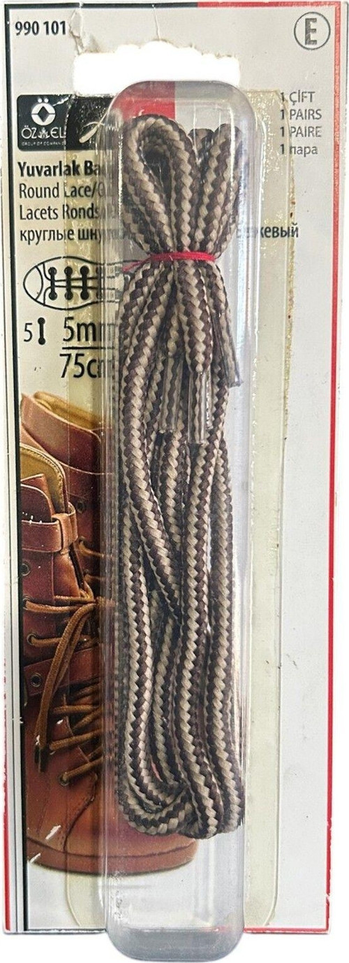 Kahverengi Ve Bej 5 Mm 75 Cm Yuvarlak Ayakkabı Bağı, Bir Çift Ayakkabı Bağcığı, Bot Bağcığı 990 101
