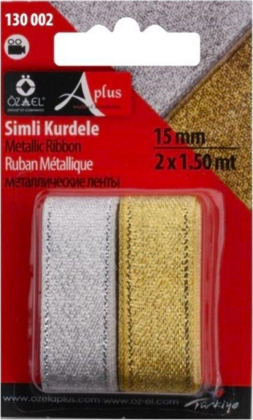 Altın Ve Gümüş Rengi 2'Li Kurdele, Paketlik Kurdele, 1,5 Cm 2 Mt 130 002