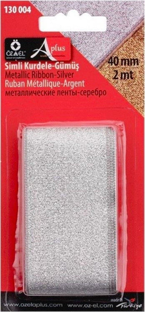 Gümüş Rengi Simli Kurdele, Paketlik Kurdele 4 Cm 2 Mt 130 004