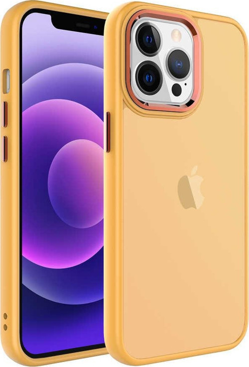 iPhone 13 Pro Kılıf Yumuşak Doku Buzlu Sert PC May Kapak - Turuncu
