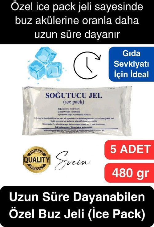 5 Adet 480 gr Soğutucu Jel Poşet Buz Aküsü Yolculuk Seyahat Yiyecek İçin Uygun Uzun Süre Dayanım
