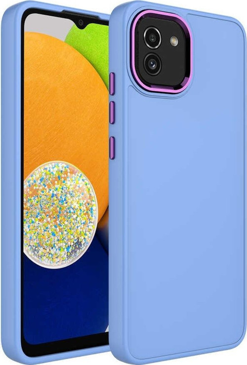 Samsung A03 Kılıf Metal Çerçeve ve Buton Tasarımlı Silikon Luna Kapak