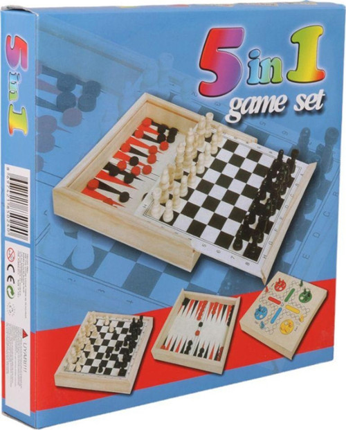 Ithal Ağaç Beşli Oyun Seti (Satranç, Dama, Tavla, K.Birader, S.Test)