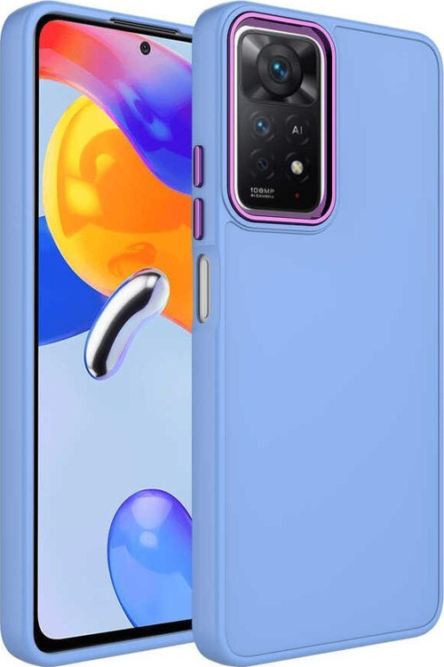 Xiaomi Redmi Note 11 Global Kılıf Metal Çerçeve ve Buton Tasarımlı Silikon Luna Kapak
