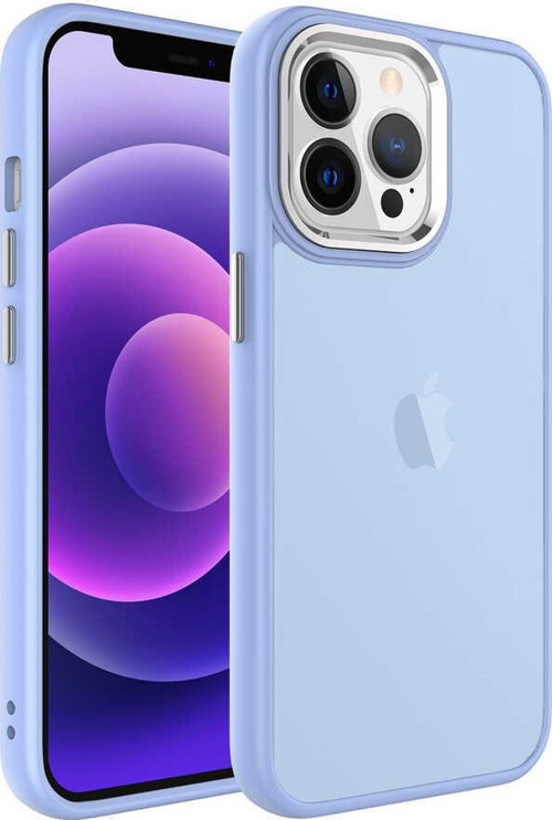 iPhone 13 Pro Max Kılıf Yumuşak Doku Buzlu Sert PC May Kapak - Lila