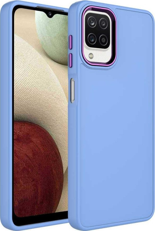 Samsung A12 Kılıf Metal Çerçeve ve Buton Tasarımlı Silikon Luna Kapak