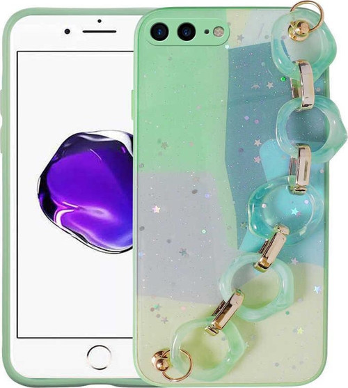 iPhone 8 Plus Simli El Askılı Silikon Kılıf - Yeşil